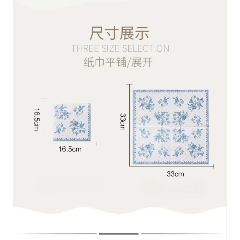 20 teile/paket Neue Chinesische Servietten Blau Druck Papier Servietten Hochzeit Schmetterling Knochen Bart Papier Bunte Papier Tischsets