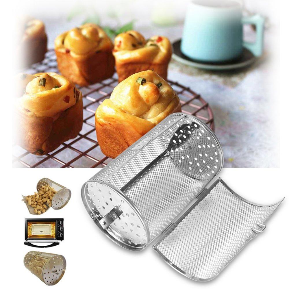 Panier à rôti en acier inoxydable | Pour four et BBQ, Clip/rôtissoire panier à griller, cuisson de noix rotatives, panier d'arachide, barbecue Grill, ustensiles de cuisson