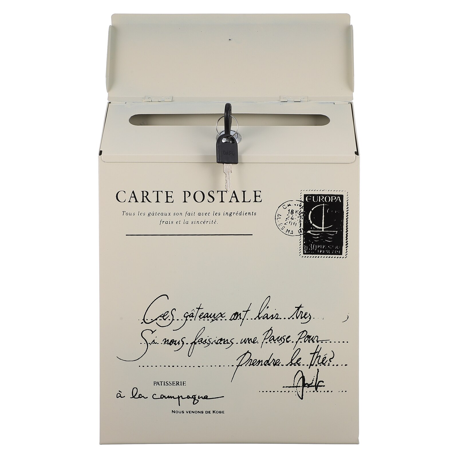 1 Pc Lock Mailbox Retro Letter Box Wall Mount Letter Box Newspaper Mailbox: White
