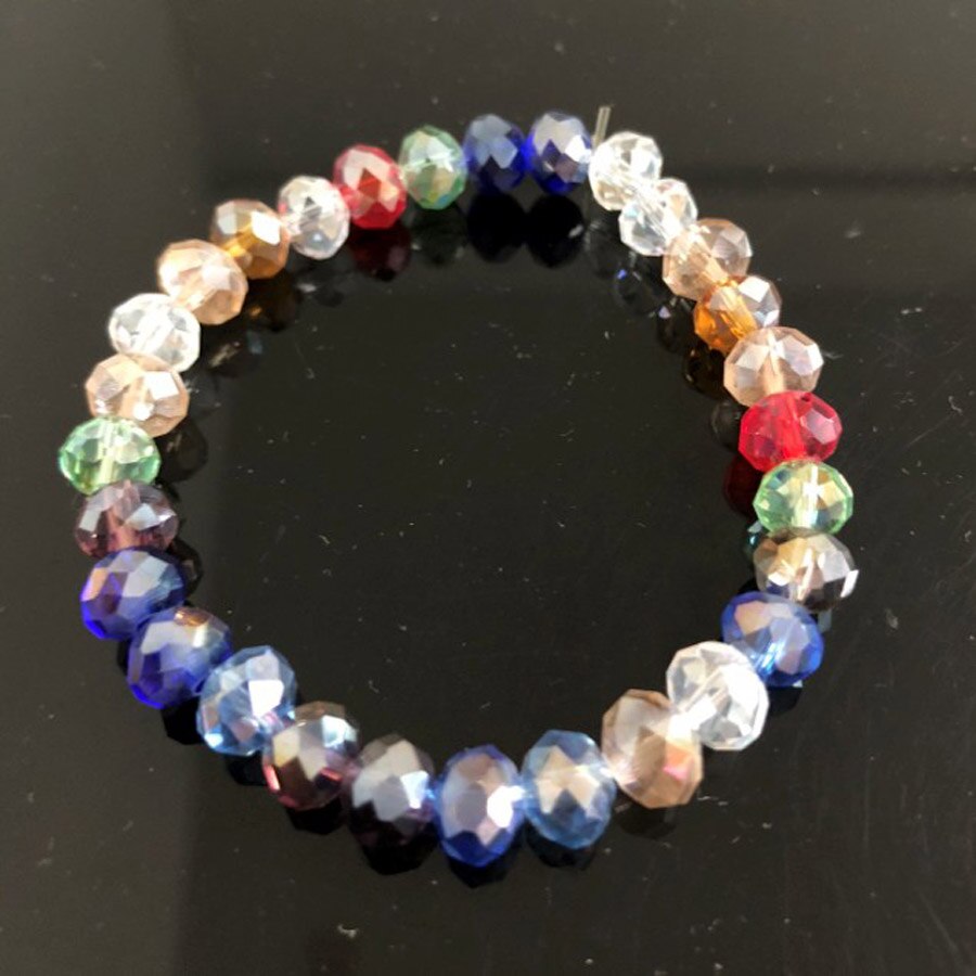 Charme Handgemachte frauen 8mm Strass Glas Kristall Perlen Runde Perlen strecken-Armbinde Femme Armreif Armbänder Mädchen wickeln Schmuck