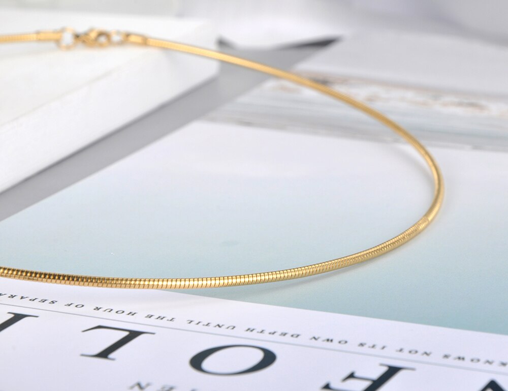 Jeemango simple bohemian rose gold pendant torques for women girls trendy titanium stainless steel office necklace  jn20177