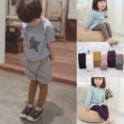 Meia-calça feminina para crianças, 0-5 anos, meias-calças longas de malha de algodão, cores caneladas e crochê, quentes para outono e inverno
