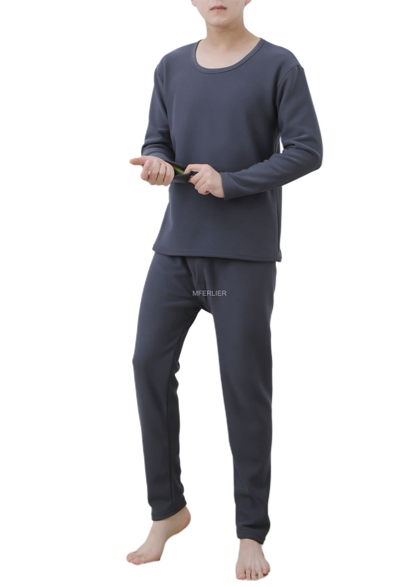 Wiosna zima bielizna termiczna 5XL 6XL 7XL 8XL 150kg polar ciepłe duże rozmiary mężczyźni kalesony: Gray(with pants) / XXXL