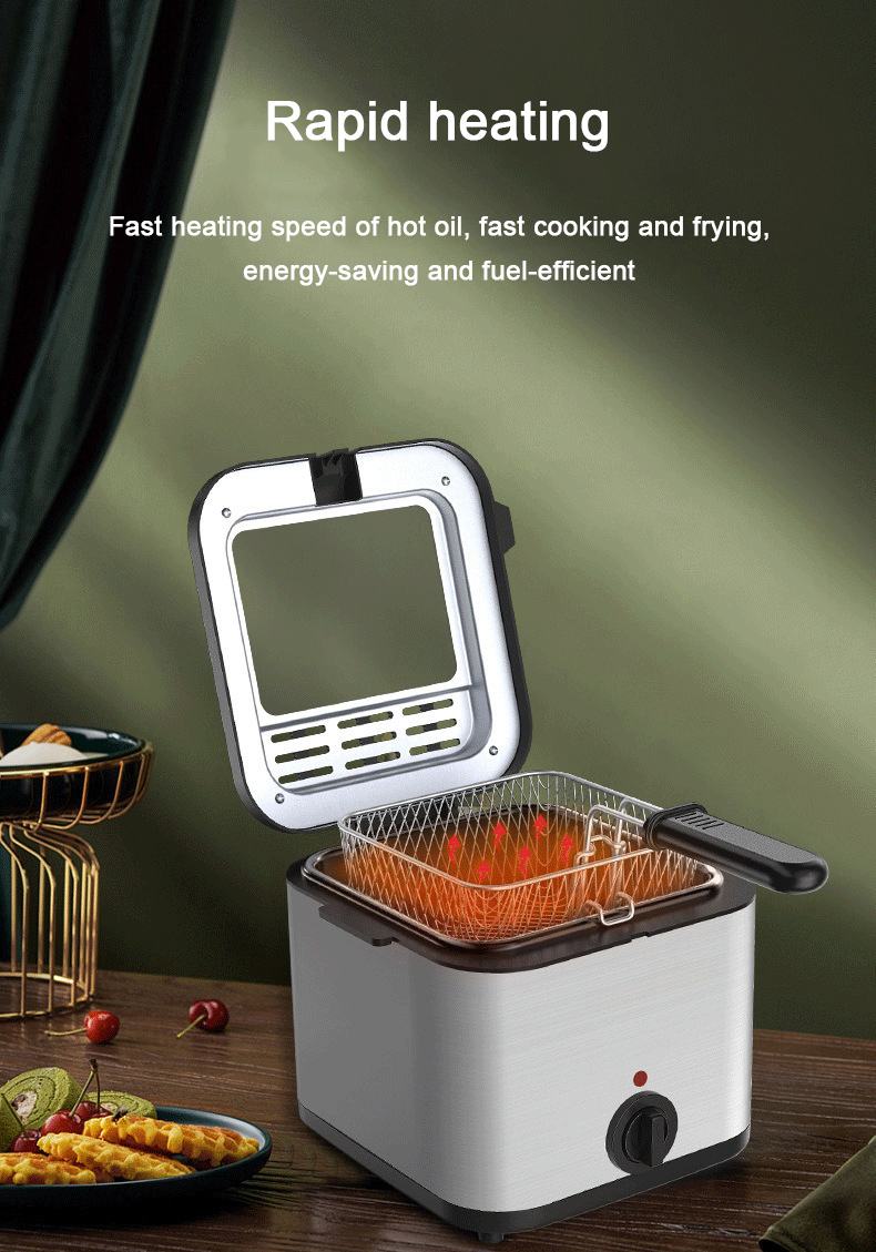2.5L Electric Deep Fryer Oil Oven Hotpot Adjustable Thermostat Fried Chicken Grill French Fries Frying Machine Heating Cooker