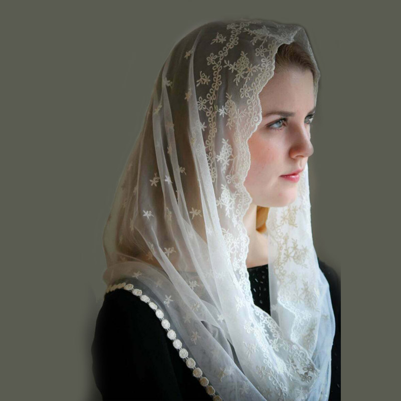 2020 Avorio Nero di Cerimonia Nuziale Del Capo Musulmano Del Merletto Delle Signore Dello Scialle Della Sciarpa da Sposa Mantiglie per La Chiesa di Nozze Velo di Pizzo Cattolica