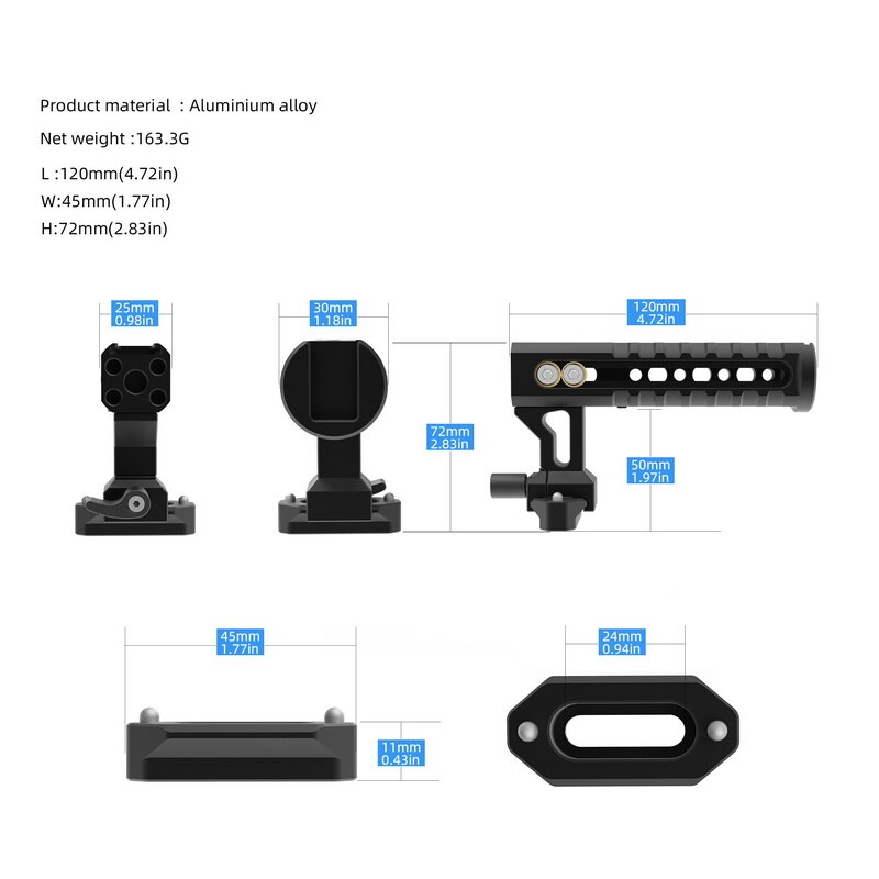Selens Camera Top Handle Functional Camera Cage handle Grip with Cold Shoe Camera Rig For A7iii A73 Cage Aluminum DSLR Cheese