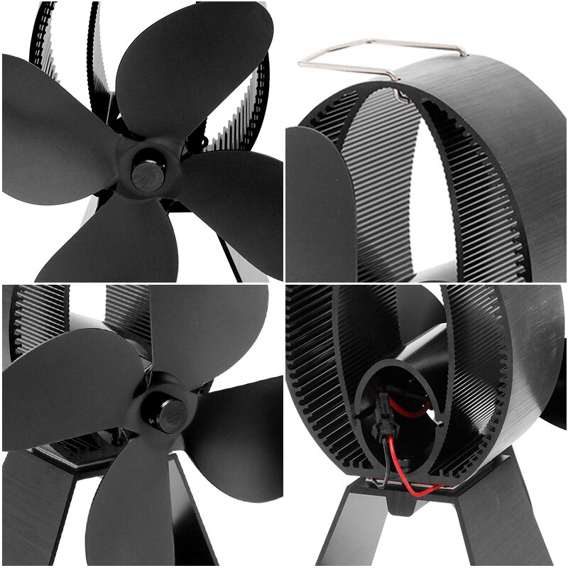 4- bladet varmedrevet brændeovnsblæser til brændeovne miljøvenlig mute pejsventilator effektiv varmefordeling brændstofbesparelse