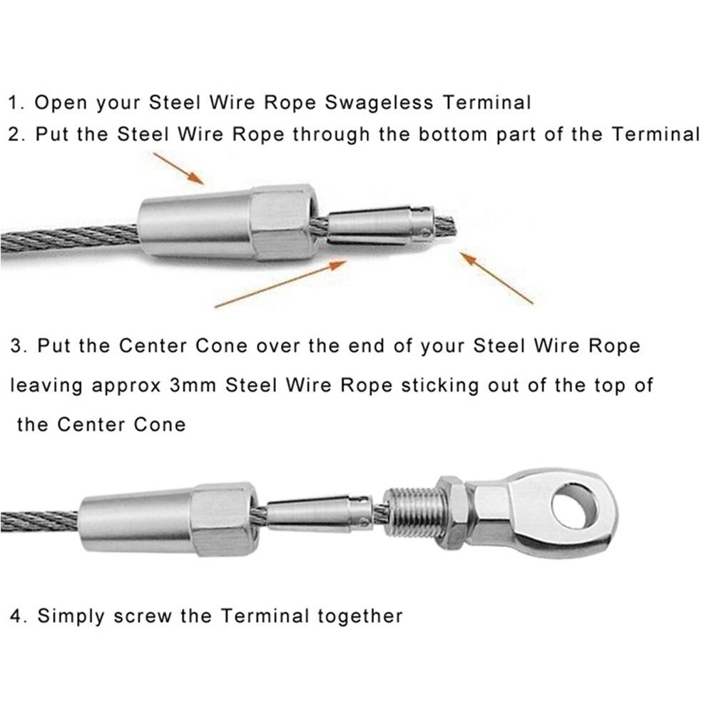 Stainless Steel Wire Rope Connector Guardrail Rigging DIY Fitting Hardware Tools Suitable for Balcony Corridor and Other Railing