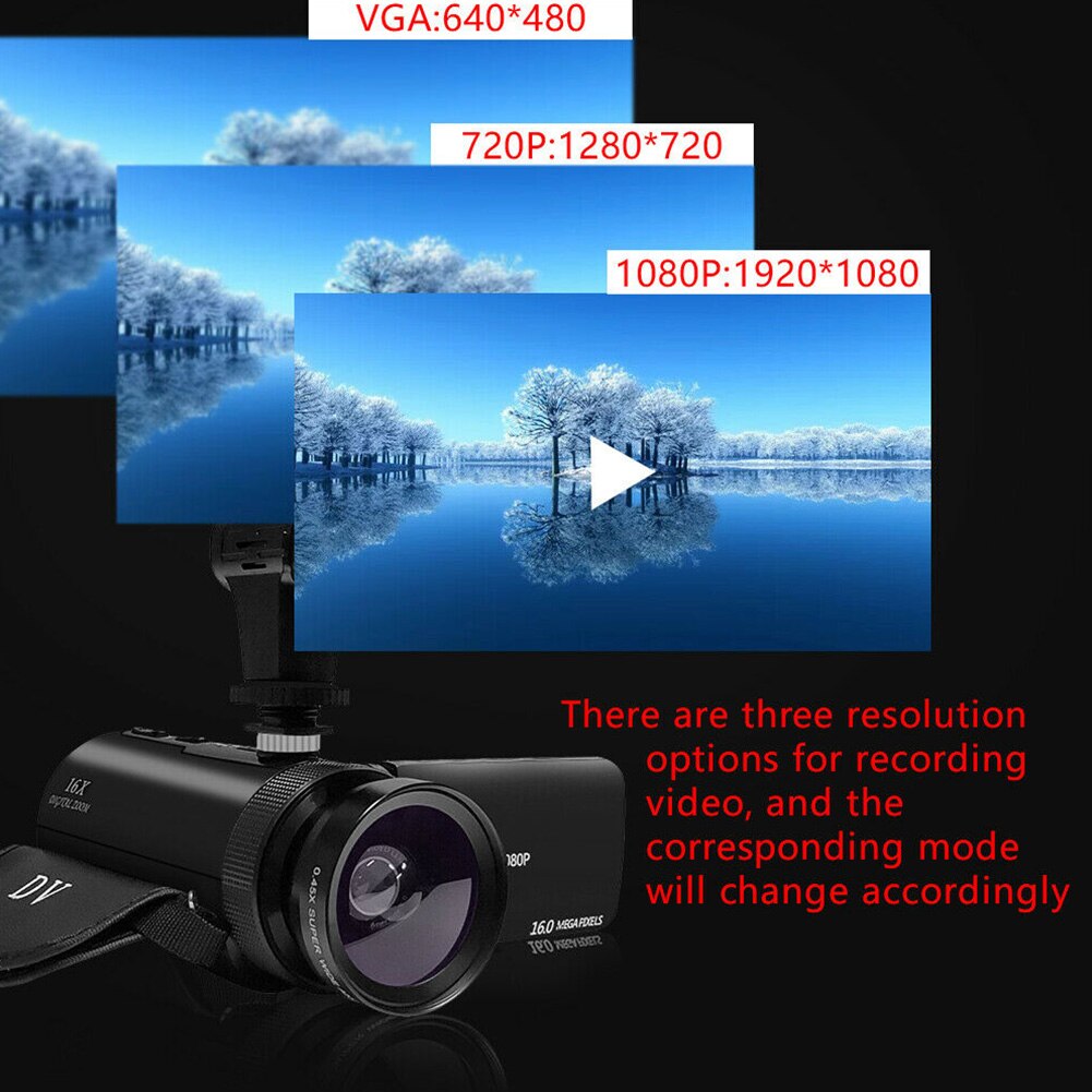 Hd 1080P Digitale Video Camera Met Microfoon Hd 1080P Camcorder 16x Digitale Zoom Camera Camcorder 2.4 Inch Scherm lichtgewicht