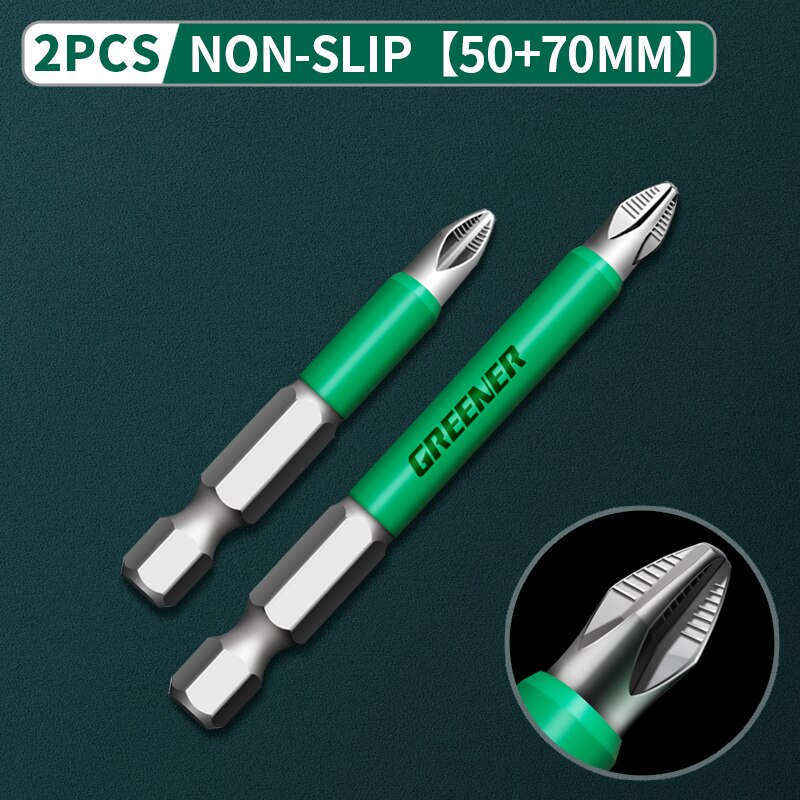 Jeu de tournevis électriques à vis Greener 25 50 65 70 90 150mm PH2, tête magnétique antidérapante, croix à haute dureté, perceuse à main: 50 70mm 2pcs