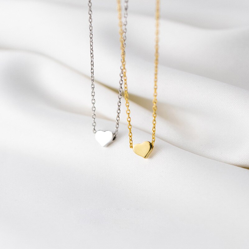 41cm-44.5cm collane in argento 925 donna argento lucido Fine 925 gioielli per donna ciondolo a cuore collana a catena femminile sul collo