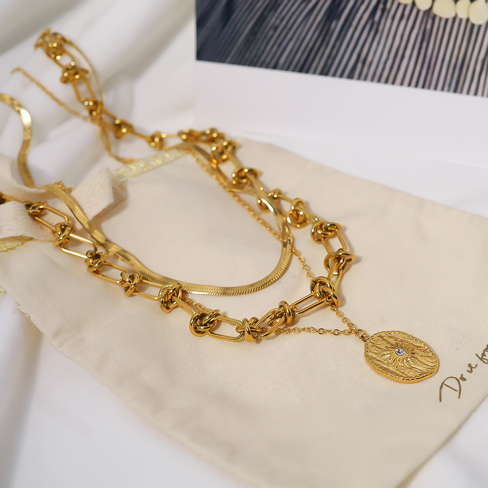 WILD & FREE Collar de acero inoxidable chapado en oro de 18k mujer cadena gruesa accesorios impermeables de joyería de punk