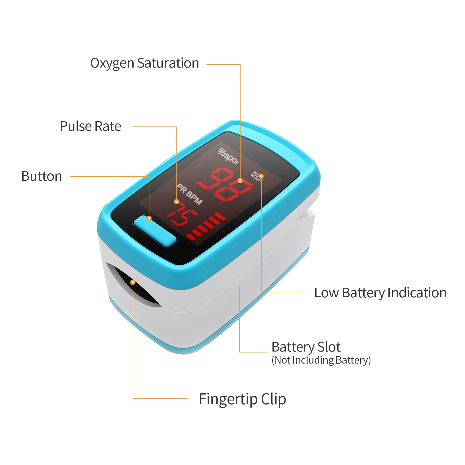 Digital Blood Oxygen Monitor Finger Pulse Oximeter Oxygen Saturation Monitor Fast within 24hours (without Battery)