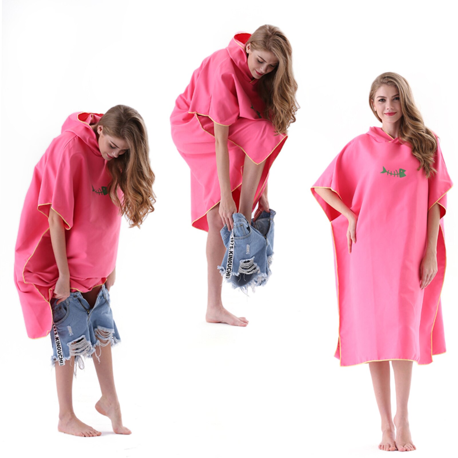 Poncho de Surf que cambia de toalla con capucha, manta de playa de microfibra, Toalla de baño, traje de baño, Poncho de playa para adultos