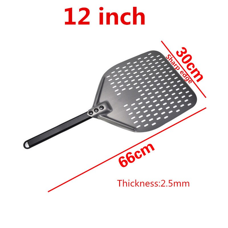 12 14 inch aluminum pizza shovel long handle pastry tool pizza shovel spatula cake baking flipper: 12inch 66cm