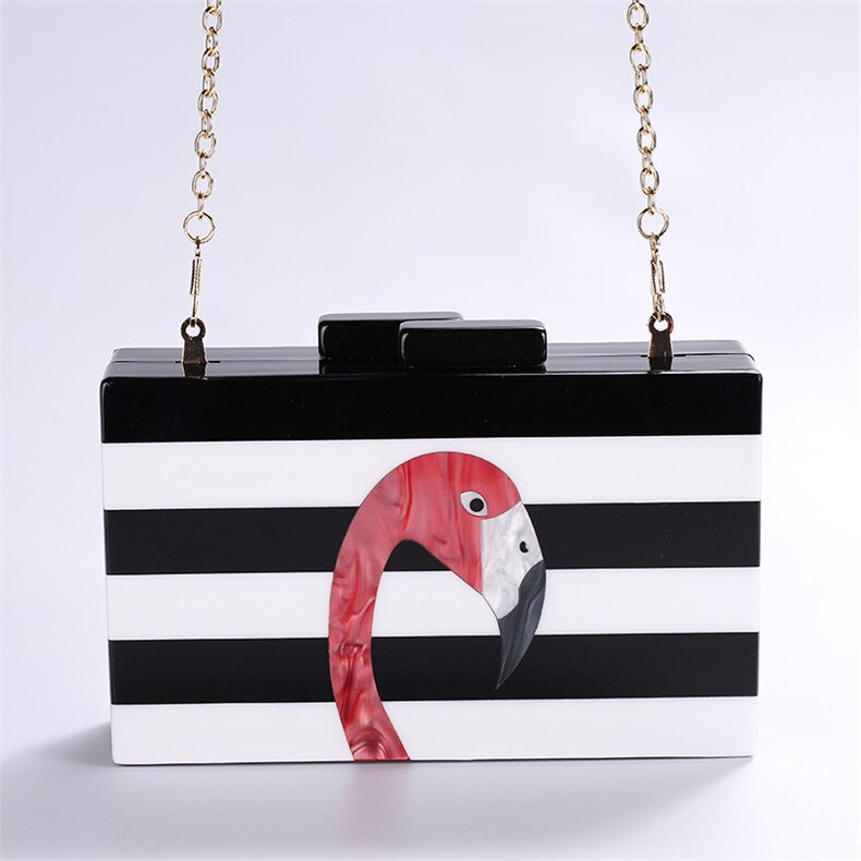 Mode Dame Messenger Bag Heldere Zwart-wit Gestreepte Acryl Messenger Bag Clutch Bag: Default Title