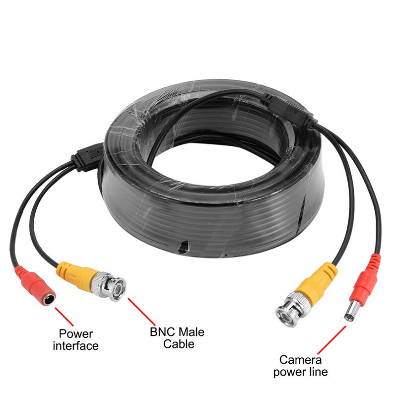 Cable de alimentación de vídeo Siamés HKIXDISTE de 65 pies (20 m) BNC para cámara de vigilancia CCTV, accesorios, Kit DVR