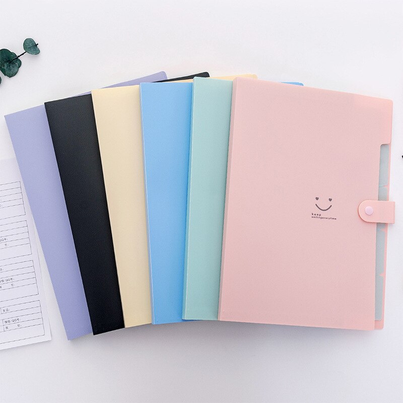 Carpeta de archivos A4 Kawaii con cara sonriente, resistente al agua, 5 capas, bolsa para documentos, papelería de oficina, suministros escolares, 32,5x24cm