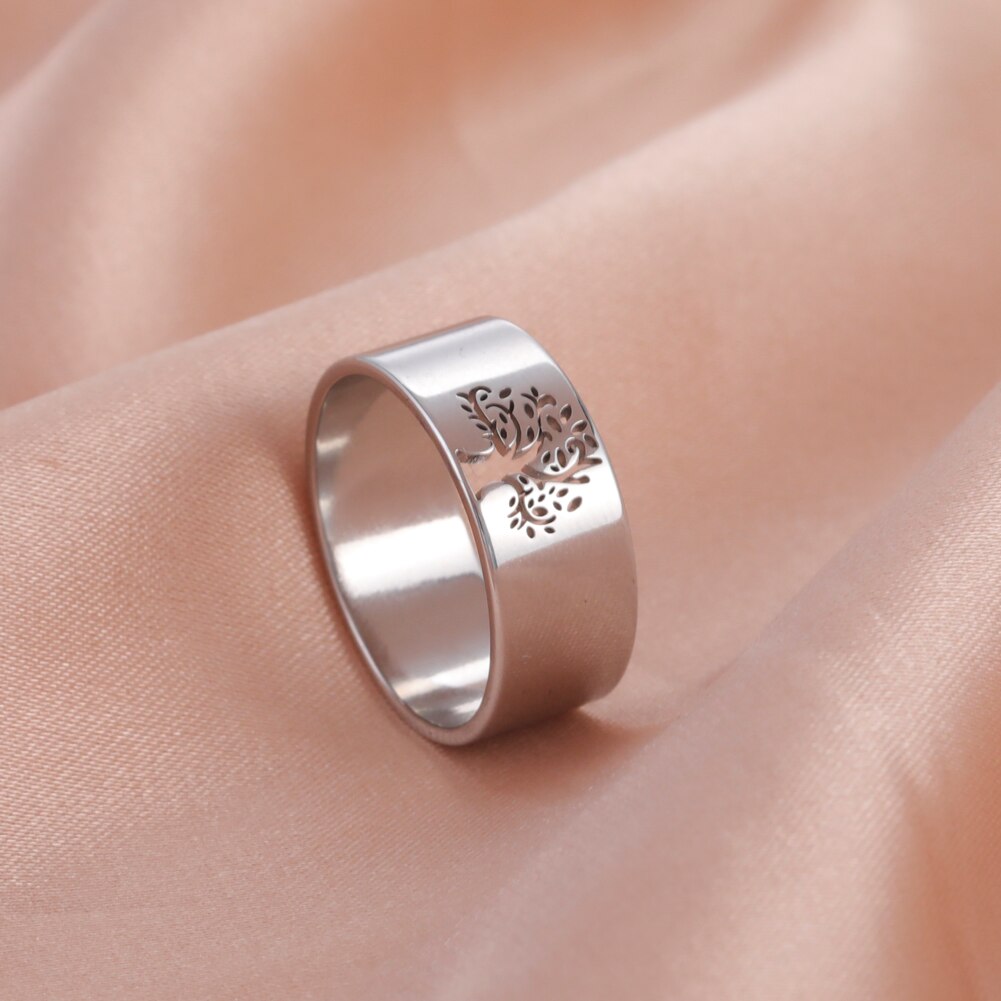 Skyrim – bague creuse arbre de vie pour hommes et femmes, en acier inoxydable 316L, bijoux, d'anniversaire de mariage pour Couple