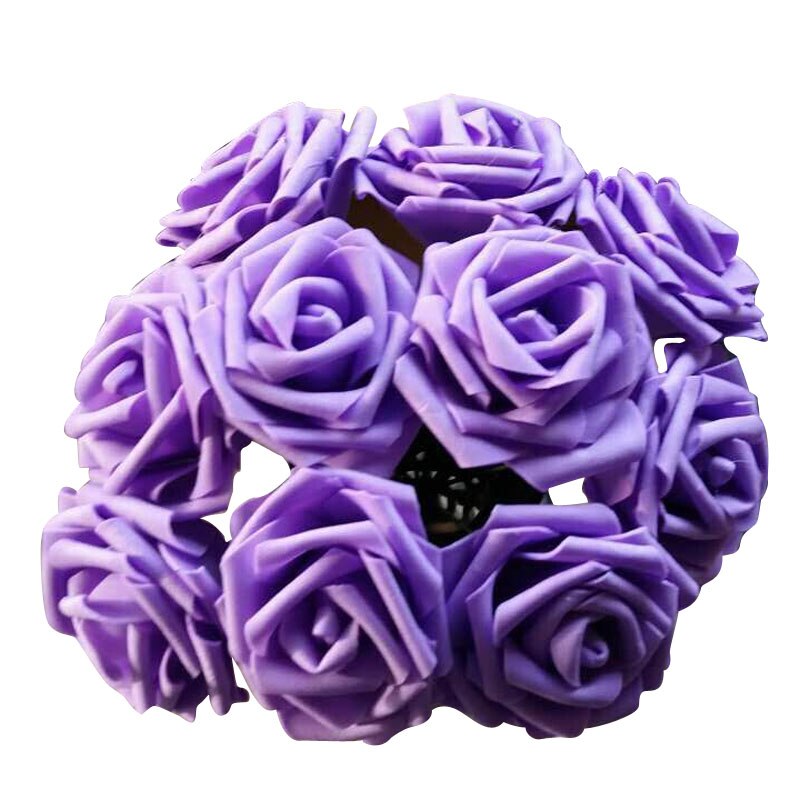 10 hoveder 8cm kunstige roser blomster bryllup valentinsdag dekoration silke blomst kugle centerpieces mynte dekoration hængende blomst: Lilla
