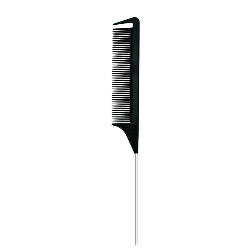 1 Uds. Peine antiestático de peluquería con cola puntiaguda negra, suministros de salón resistentes al calor, peluquería: Negro