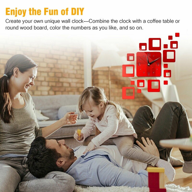 Modern style DIY 3d Large wall clock stickers Kitchen Clocks Acrylic Mirror Stickers Oversize Wall Clock Home Letter Home Decor