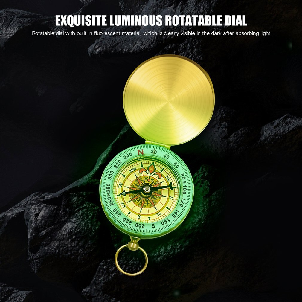 Camping Hiking Pocket Brass Golden Compass Portable Compass Navigation for Outdoor Activities