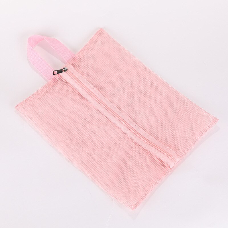 Skotasker rejsekuffert afsluttende tasker sko sammenfoldelig opbevaringstaske undertøj sokker tasker udskiftelige sko mesh fiskenet lynlås: Lyserød