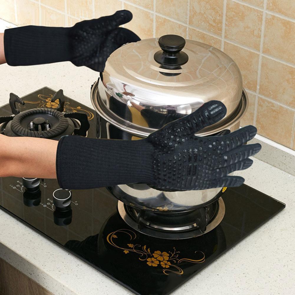 Guantes de barbacoa resistentes a altas temperaturas, de silicona, resistentes al fuego, para barbacoa, aislamiento térmico, Guantes para horno y microondas 1 pz