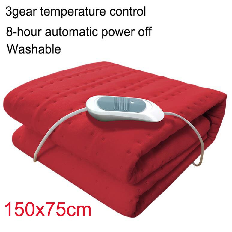 220V household electric blanket double single control temperature timing electric mattress student dormitory household single th: 150x75cm Red