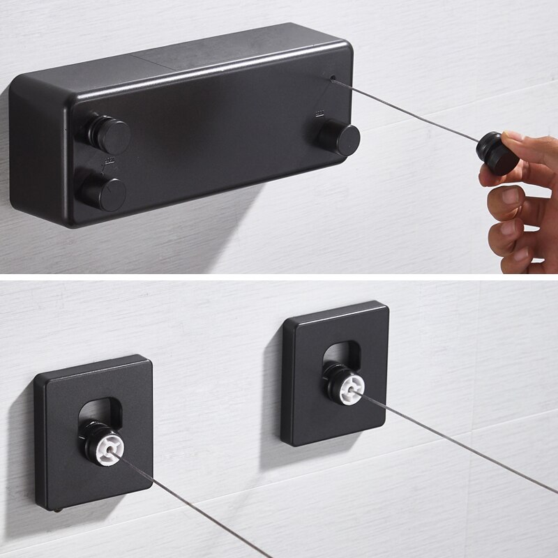 Home 4.2M steel wire Wall Hanger Indoor Retractable Clothesline Household Double-Line Telescopic Dryer for Clothes