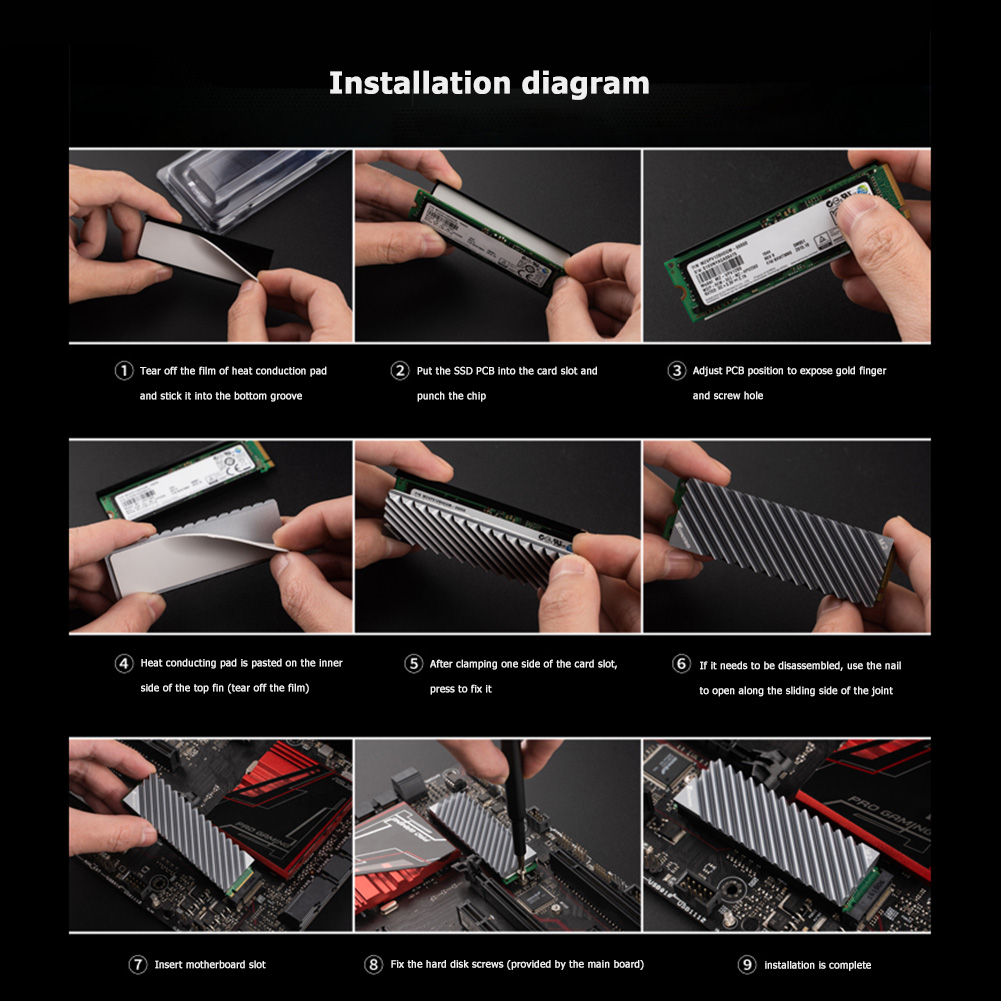 Jonsbo-disipador de calor M.2 SSD NVMe, disco duro de aluminio M2 2280 SSD, disipador de calor con almohadilla térmica para ssd m2, Junta térmica para PC de escritorio