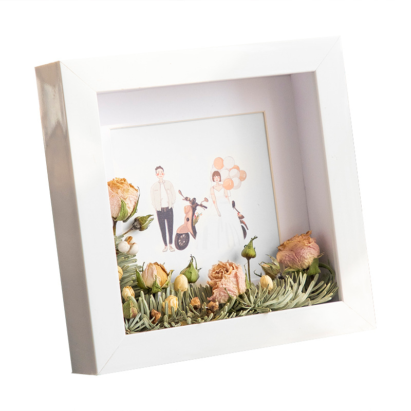 1pcs Square Modern Style Resin Photo Frame, Hollow Specimen Box DIY Photo Frame Butterfly Insect Clay Dry Flower Display Case