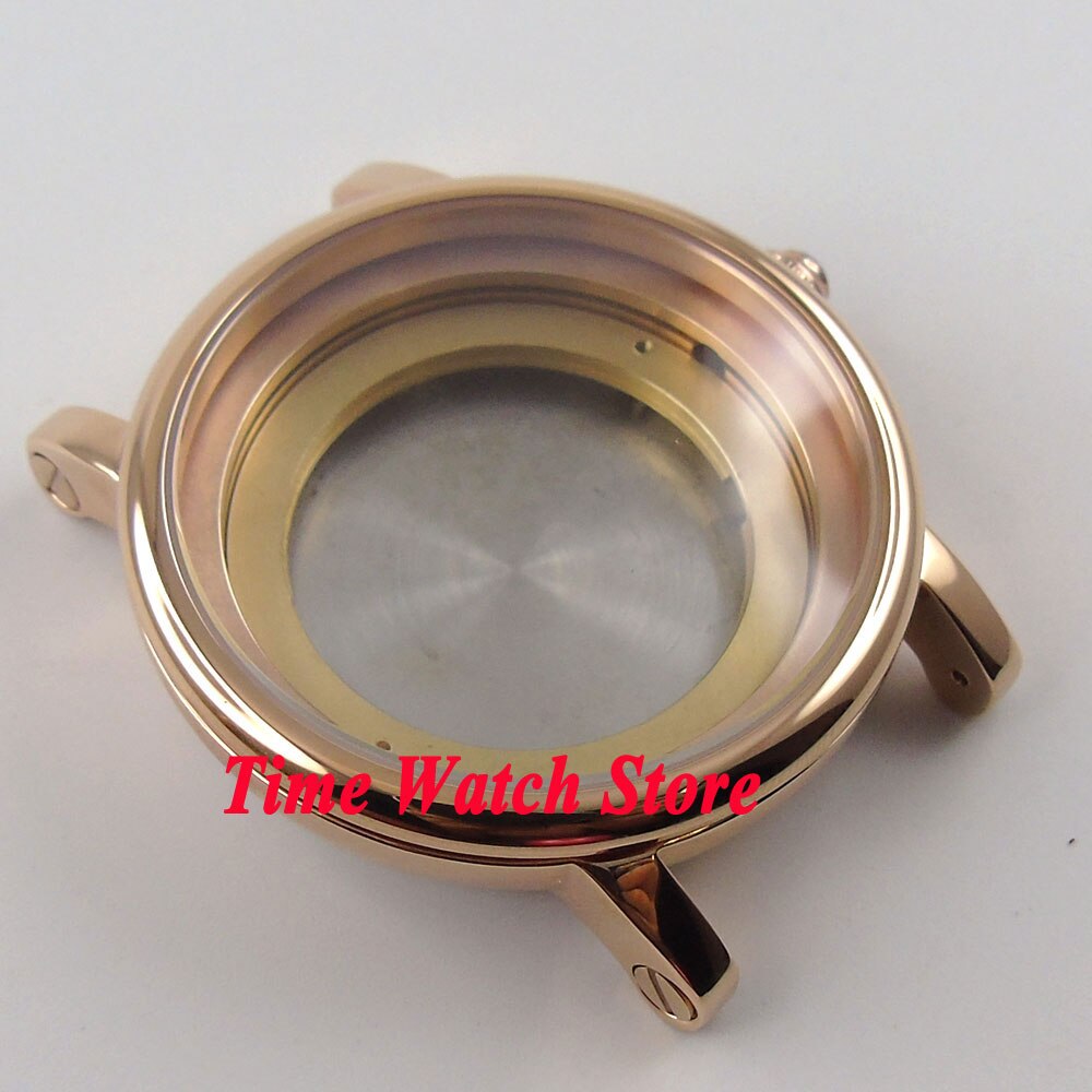 43mm Debert fit ETA 2836 movement Rose gold plated stainless steel watch case C78