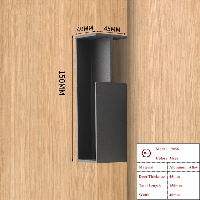 Poignée de porte coulissante invisible de style industriel poignée de porte coulissante intégrée poignées de porte latérales en alliage d'aluminium anti-collision: Marron