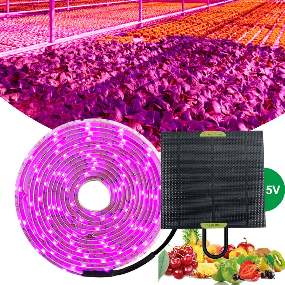 20W Solar Panel LED Grow Light 5V Grow Light Strip 2835 Full Spectrum Chip Lamp Beads For Plants Greenhouse Hydroponic Growing