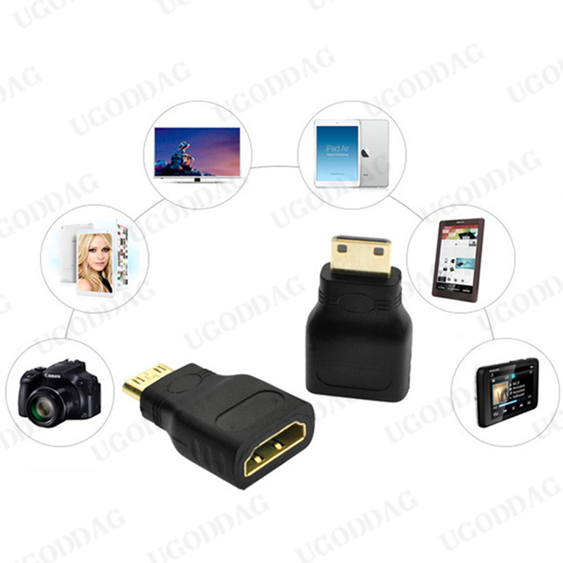 Mini HDMI-compatible to HDMI-compatible Adapter Gold-Plated 1.4 3D Extension Adapter 1080P Converter Audio and Video Converter