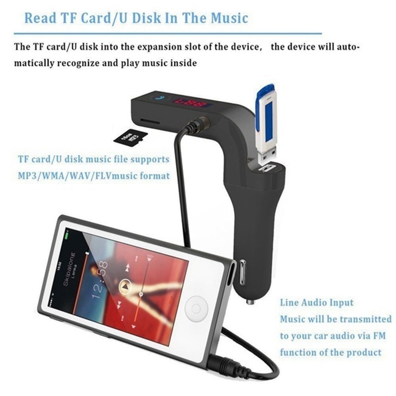 Victsing G7 Bluetooth FM transmitter Car Charger Car Kit FM Transmitter USB Charger Adapter MP3 Player LCD Car Accessories