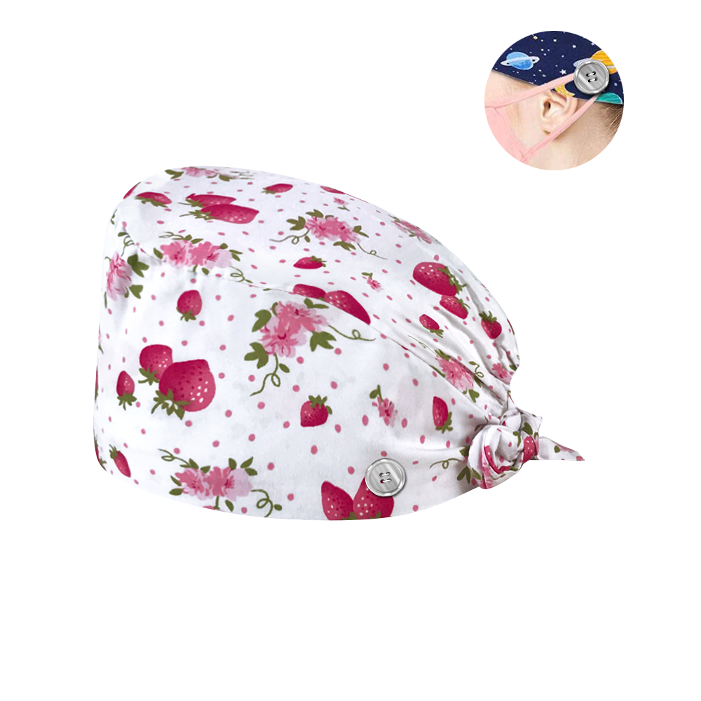 Sanxiaxin Multi couleur impression florale serviette de sueur réglable gommage chapeau animalerie spa uniforme travail chapeau salon gommage casquette: Buttons12086