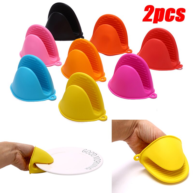 2 stücke Silikon Handschuhe Ofen Wärme Isoliert Finger Handschuhe Kochen Mikrowelle Nicht-Unterhose Greifer Topf Halfter Küche Backen Werkzeug