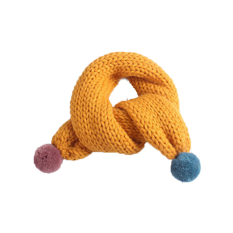 Höst vinter stickad barnscarf med pom pom bollar bebis tjejer halsduk barn pojkar halsduk barn halsvärmare halsduk