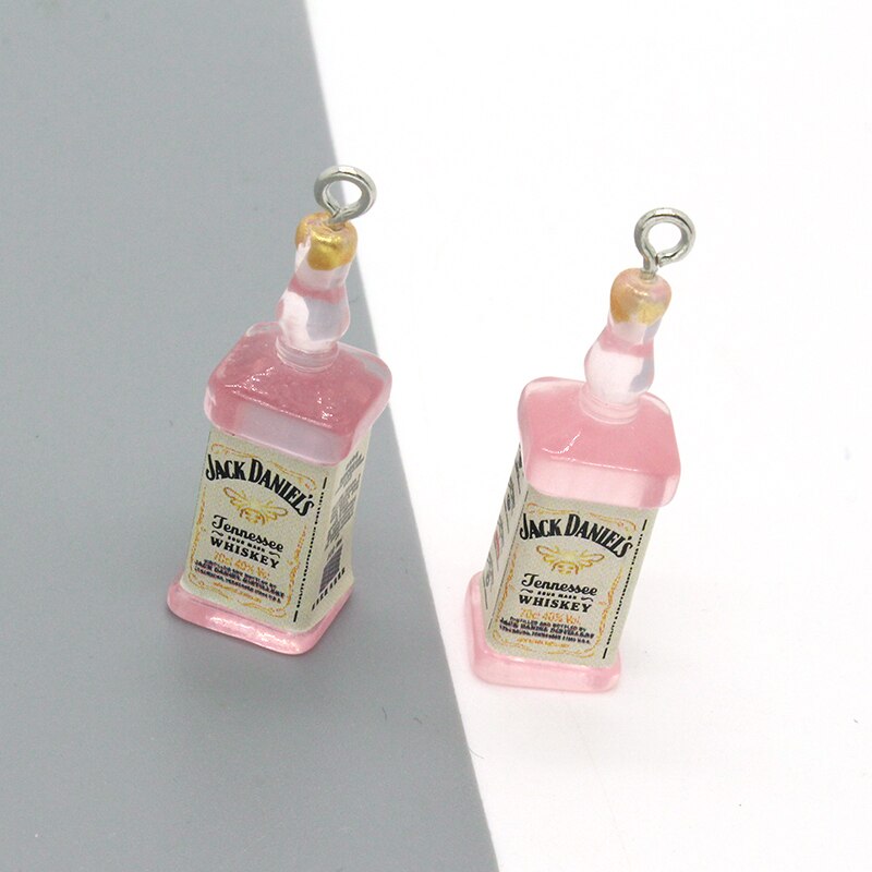 10 Stuks Bar 3D Roze Wijn Fles Hars Charmes Voor Oorbel Sleutelhanger Hangers Accessoire Diy Ambachten Alcohol Fles Sieraden Maken: 2