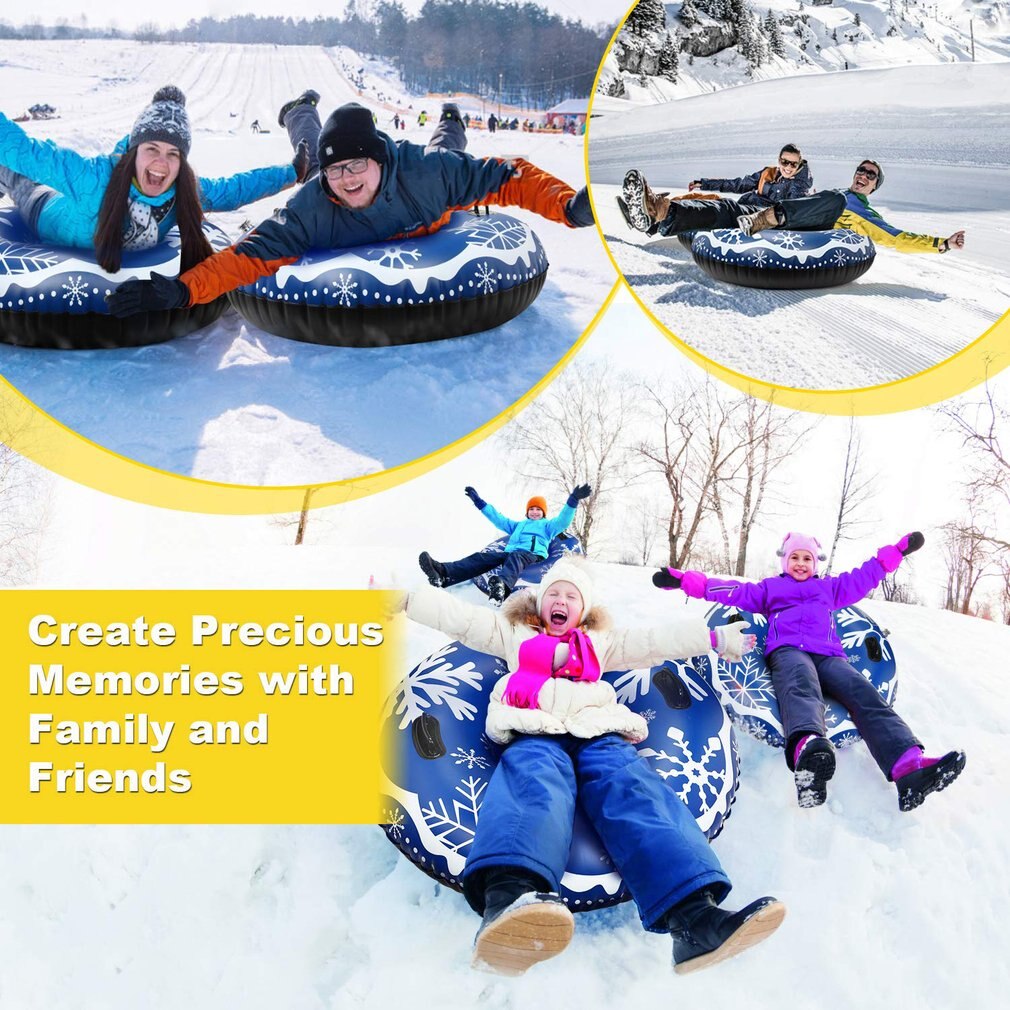 Tabla de esquí flotante para niños y adultos, Círculo de esquí con mango inflable respetuoso con el medio ambiente, tubo de nieve, equipos de esquí, juguete para la nieve