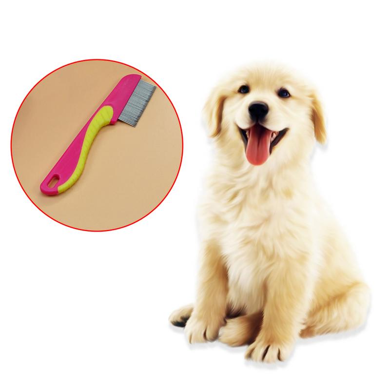 Pets Except Fleas And Fine-toothed Combs Dog Perforation Clean Comb Pet Slip Handle Stainless Steel Comb