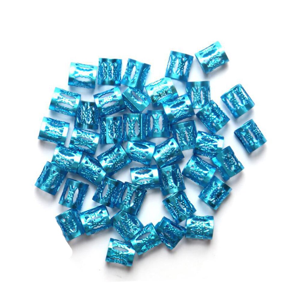 Anillo de cuentas para el pelo para niña y mujer, accesorio de plata y oro para el cabello, tubos trenzados para el cabello, puños, cuentas ajustables, Clip de cuentas de bloqueo de rastas para niños y mujeres: Azul