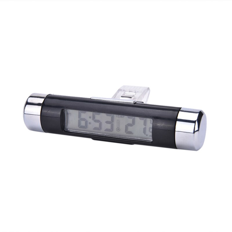 2 In1 Auto Klok Thermometer Lcd Digitale Blauwe Auto Backlight Automotive Thermometer Klok Kalender Met Clip