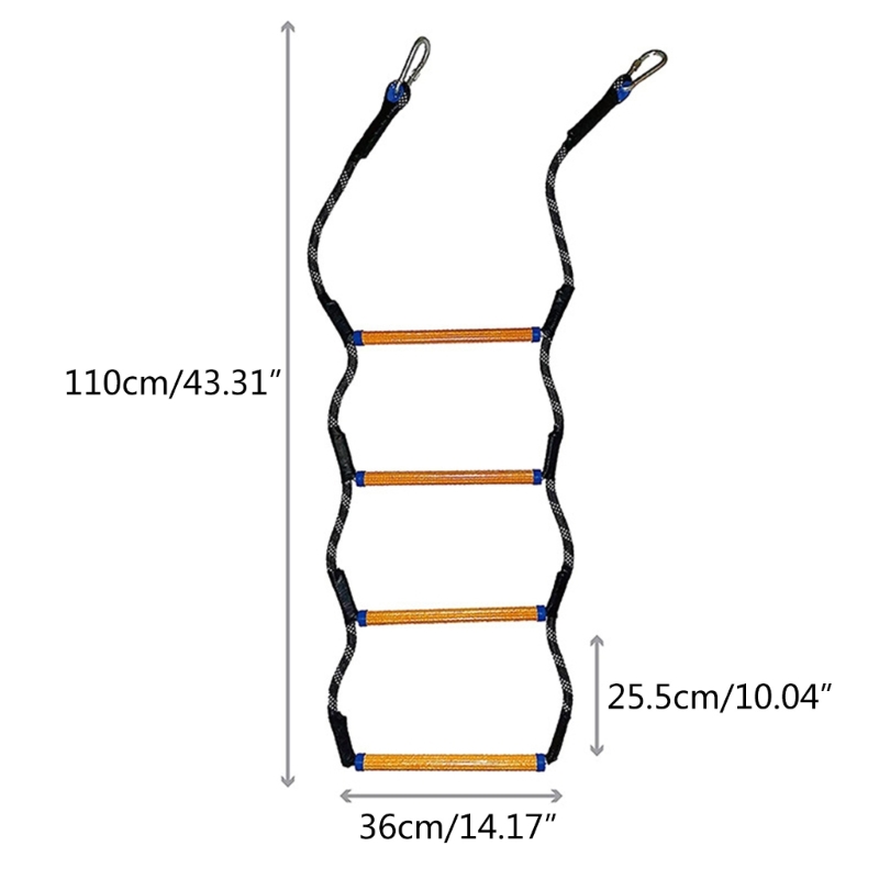 4 Step Boat Rope Ladder, Marine Rope Ladder for Inflatable Boat Kayak Motorboat Canoeing, Portable Rope Boarding Ladder