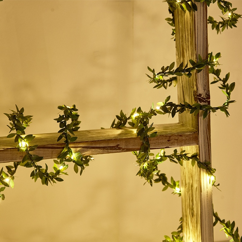 Led fe ljusslinga små löv krans led koppartråd inomhusdekoration batteri usb för bröllop julfest heminredning