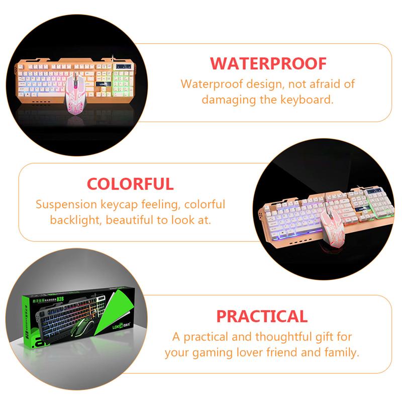 Keyboard Mouse Combo RGB Backlight Mouse Suspension Gaming Computer Keyboard