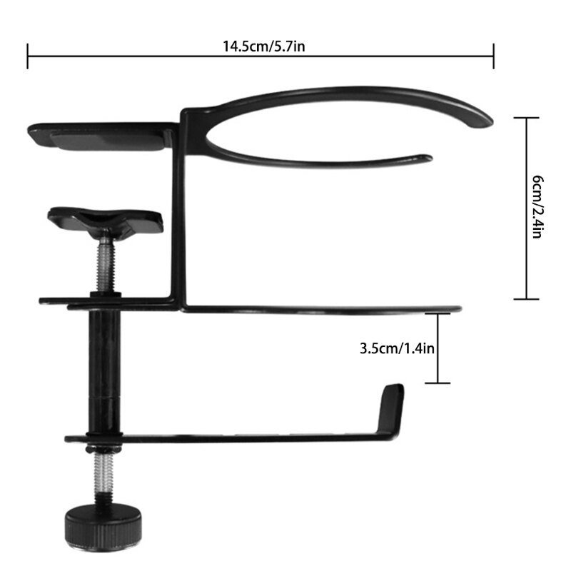2 In 1 Universal Gaming Headphone Holder Headset Hook Hanger Mount Under Desk Drink Cup Mug Rack Organizer &amp